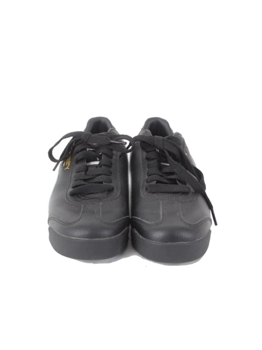 Puma Sneakers Roma Sz 9.5 Black White Gold Logo Lace Up Leather Sneakers - Picture 2 of 10